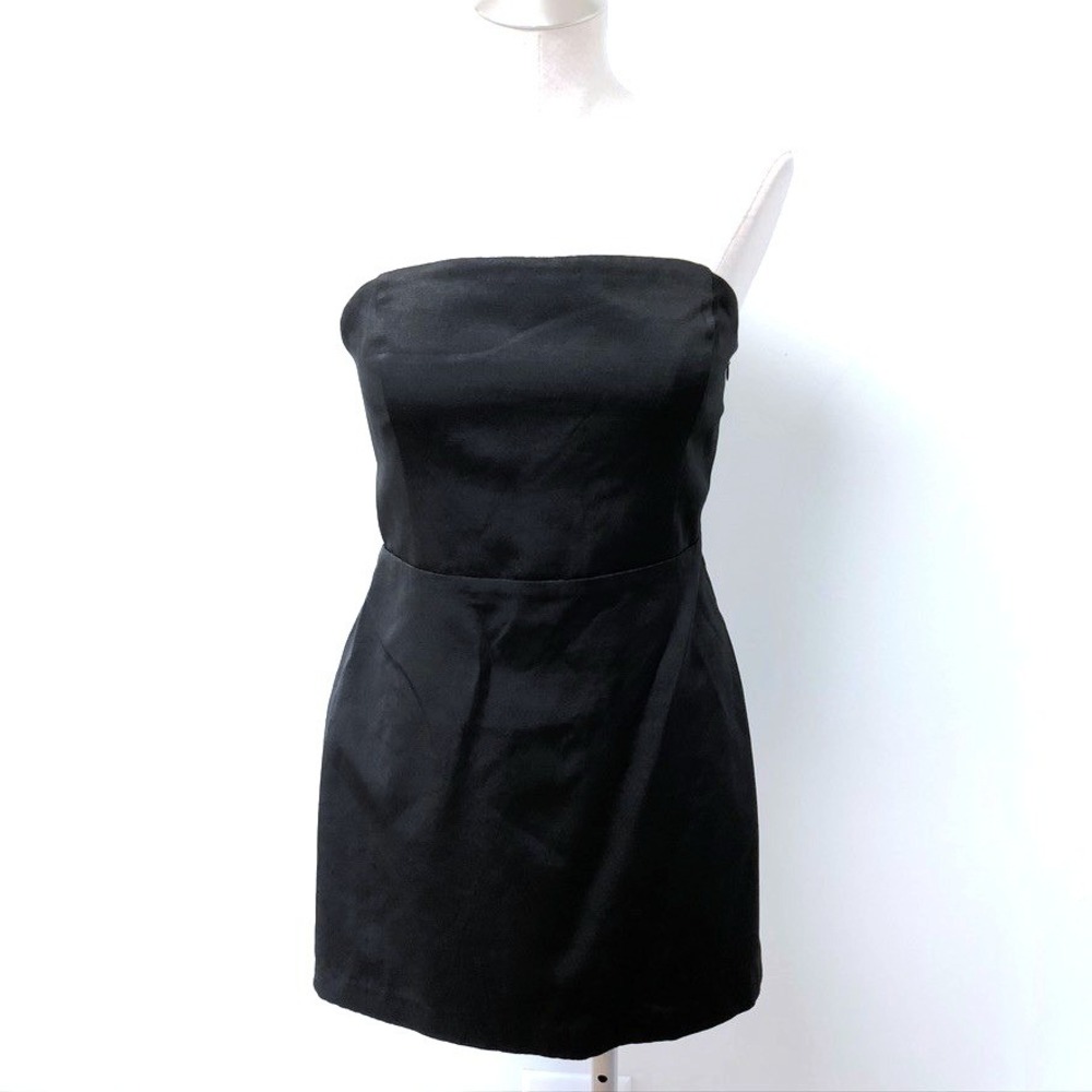 Dynamite Strapless Mini Dress Womens Size M Black Bodycon Smocked Back LBD